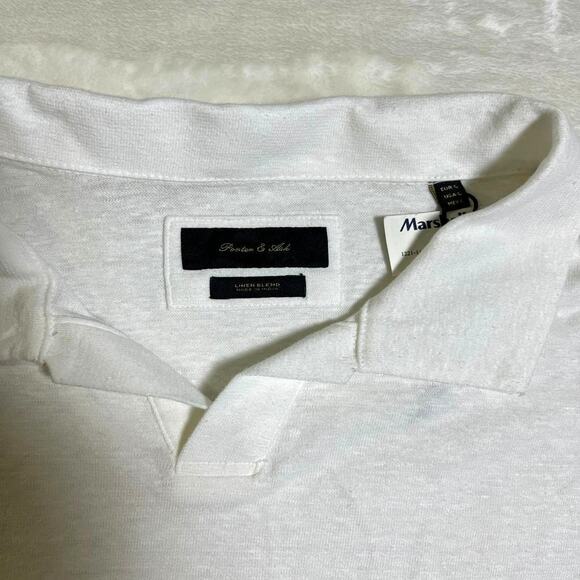 NWT Porter & Ash Linen Blend Polo Men's L White Classic Preppy Summer Staple - Picture 3 of 9